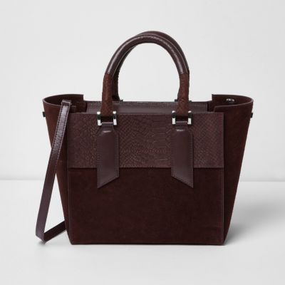 Burgundy leather mini tote bag